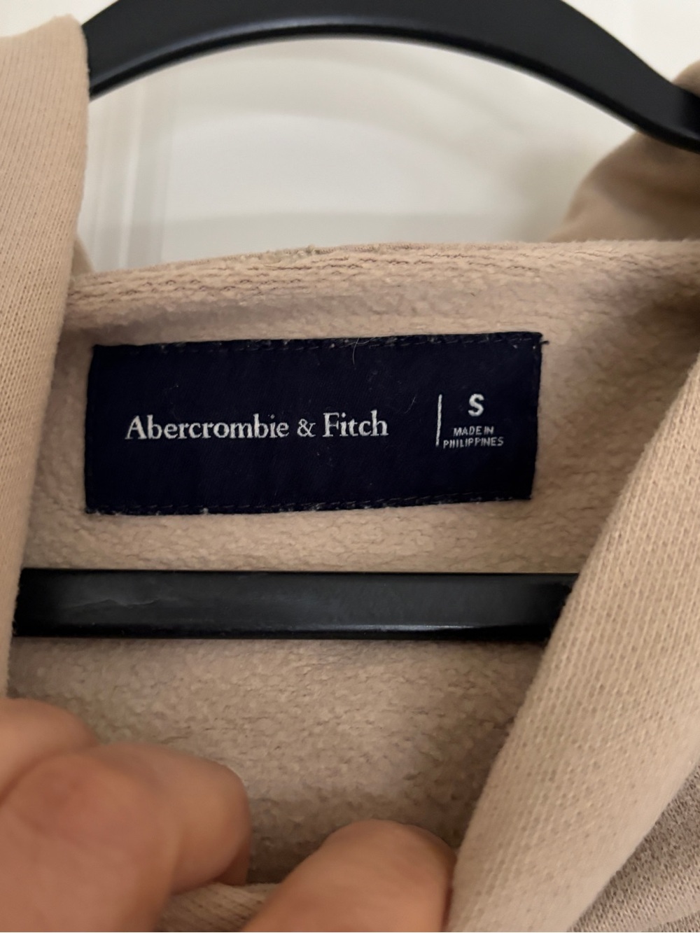 Abercrombie & Fitch Men’s Beige Crewneck Hoodie with Logo - Picture 3 of 5